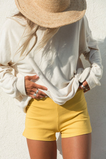 Post Dip Fitted Ribbed Shorts