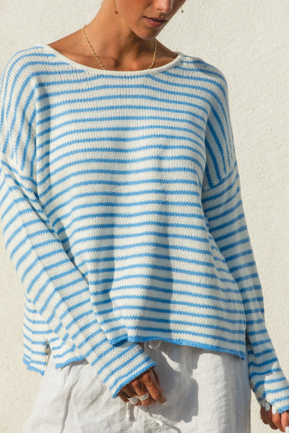 Morning Sea Striped Pullover Sweater