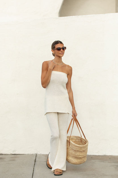 White Sand Strapless Knit Set