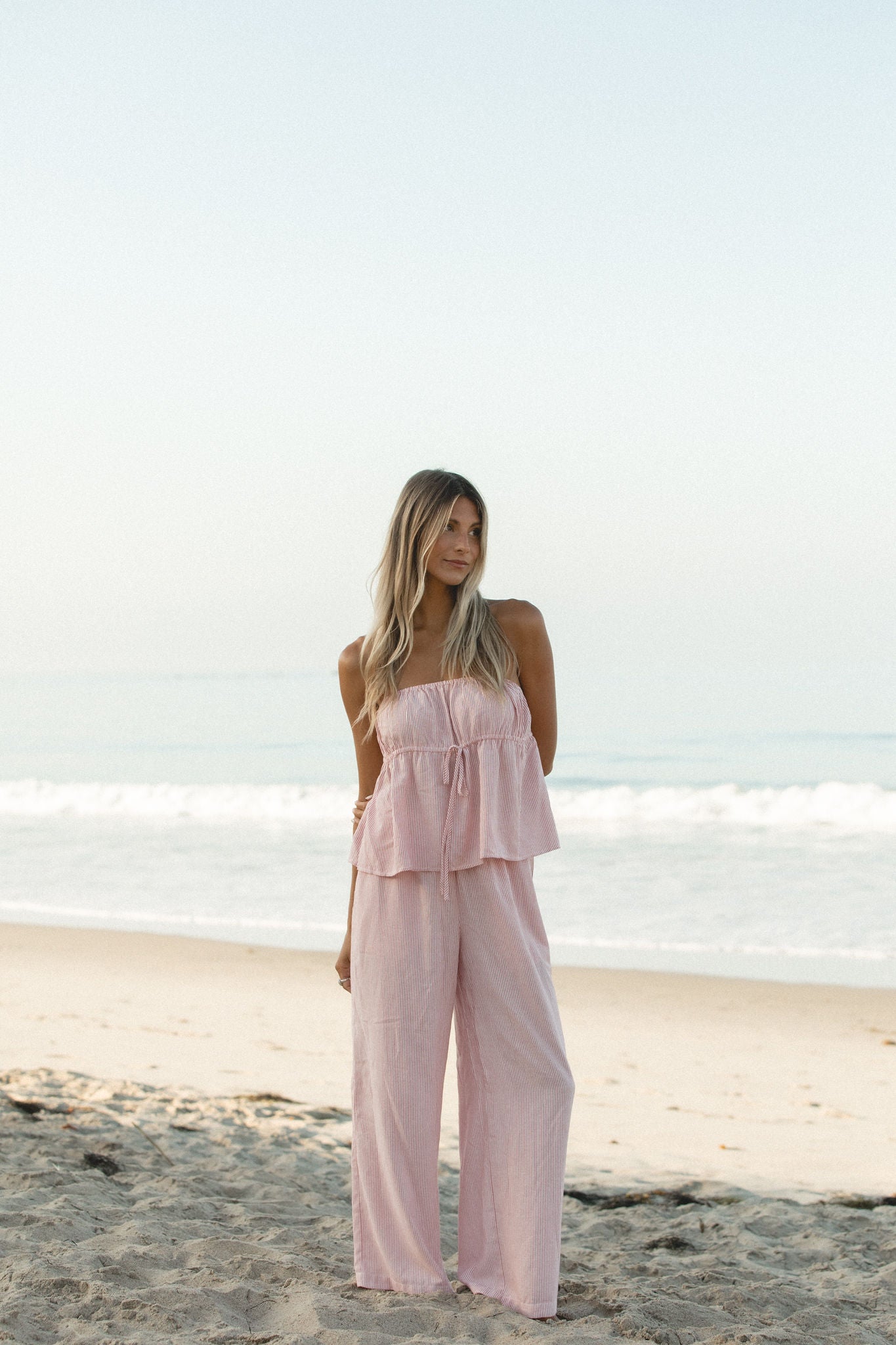 To the Beach Striped Woven Strapless Set