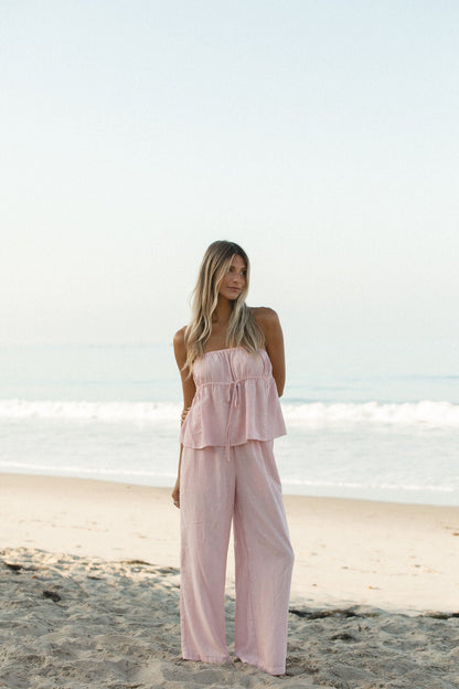 To the Beach Striped Woven Strapless Set