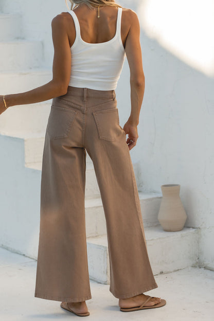 Cocoa Denim High Rise Wide Leg Pants